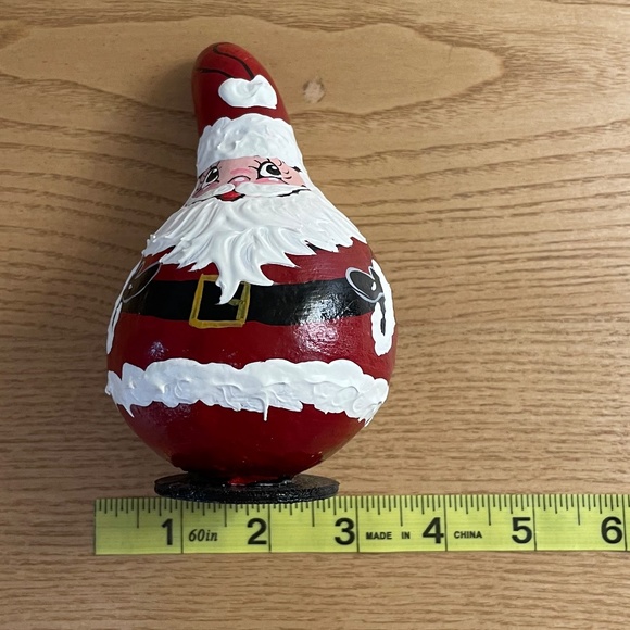 Santa Claus Gourd 6" Standing Hand Painted Christmas Red & White Textured Cute! - Picture 8 of 8